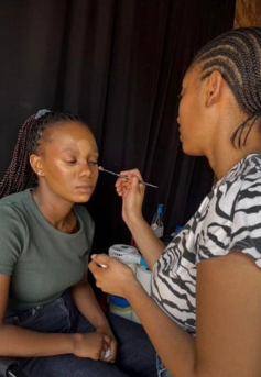 Makeup artist at work